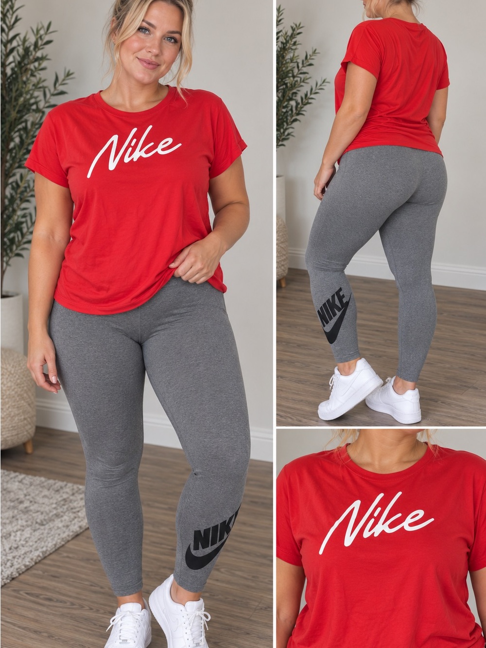 Nike Women's XL Gray Leggings with red shirt outfit